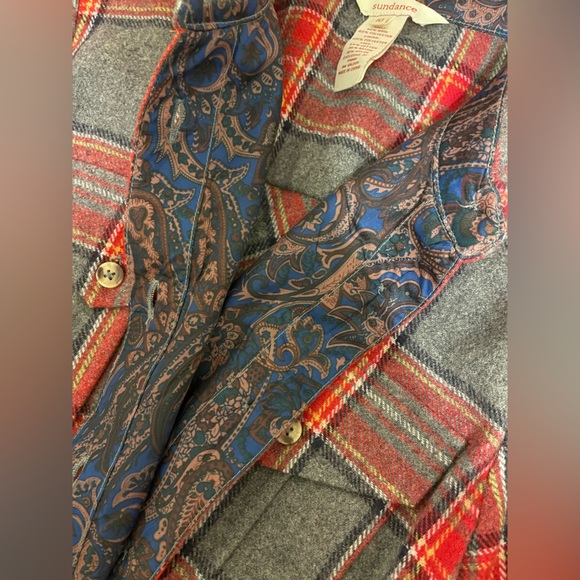 Sundance Dressed Up Mixed Media Lace & Plaid Wool Shirt Jacket - Picture 6 of 8